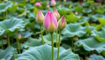 a group of lotus buds just before opening. photo