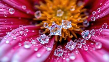 a macro of ice crystals forming on flower petals. photo