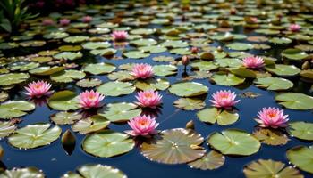 a floating garden of water lilies. photo