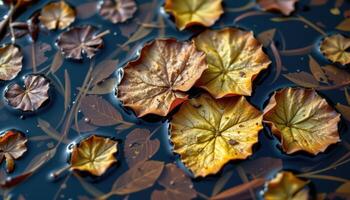 layers of decomposing leaves floating in brackish pools. photo