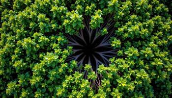 overhead canopy of thick green mangrove foliage. photo