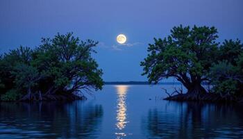 moonlight shimmering on quiet mangrove waters. photo