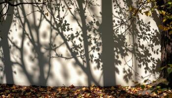 shadows of branches moving across the forest floor. photo