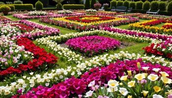 a flower bed arranged in geometric patterns. photo