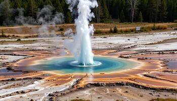 a natural geyser erupting into the air. photo