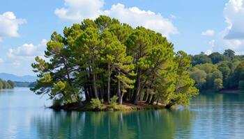 a dense grove of cypress trees in still water. photo