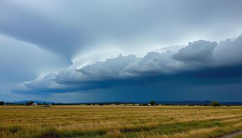 a storm front approaching a flat plain. photo