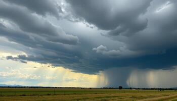 storm clouds gathering above a wide prairie. photo