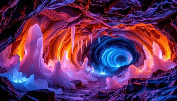 cristalino estructuras formando en geotermia cuevas foto