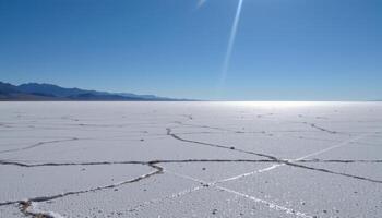 a shimmering mirage over a salt flat. photo