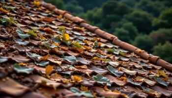 ornamental leaves stacked like roof tiles on a steep slope photo
