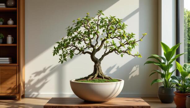 interior árbol en un plantador diseñado me gusta un antiguo buque foto