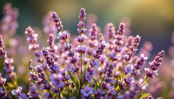 monochromatic lavender bouquet in soft morning haze photo