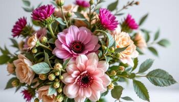rustic bouquet featuring thistles and sage leaves photo