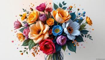 two tone bouquet with cold and warm half color design photo