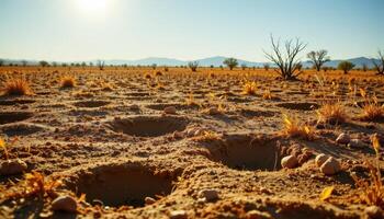 shimmering summer heat waves over a dry open plain photo