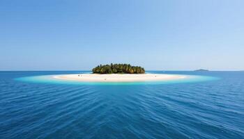 isolated island with white sand and clear blue water photo