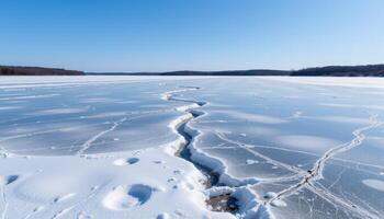 thin ice sheets cracking over shallow frozen ponds photo