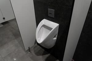 Clean and spacious restroom area features modern urinal design, emphasizing hygiene and minimalist aesthetics within a public facility photo