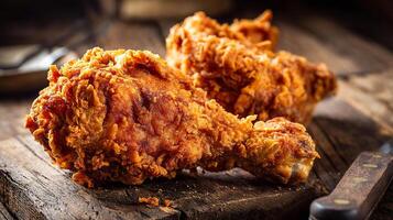 Rustic image of chicken leg in studio food setup photo