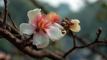 Close up flower photo with soft natural green bokeh