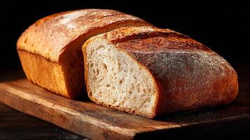 Rustic artisan bread with deep shadows photography photo