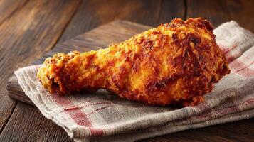 Studio grade crispy chicken photo on rustic dining plate