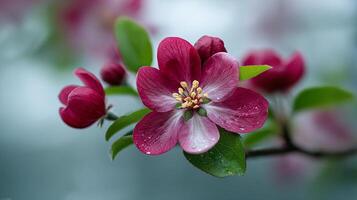 Flower photo resting peacefully on tree branch in spring bloom