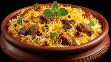 Authentic biryani captured in realistic Indian food photography photo