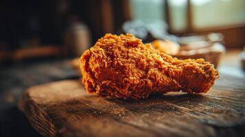 Sharp focus photo image of rustic style chicken drumstick