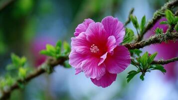 Natural flower on tree branch with bokeh photography effect photo