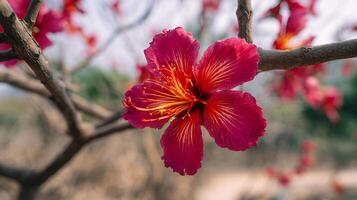 Tree flower in macro photography with natural vivid colors photo