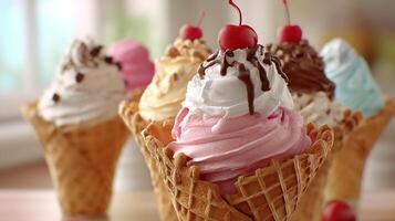 Creamy texture frozen dessert with soft shadow photo
