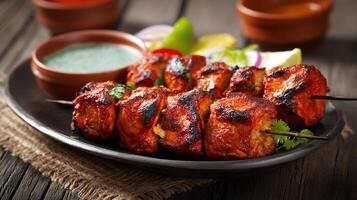 Delicious kabab close up with juicy texture details photo