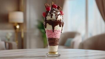 Soft serve ice cream photo in bright background