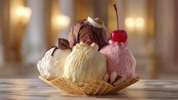 Tasty frozen dessert photo with soft creamy look