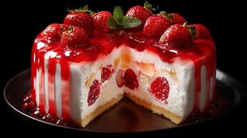 High-resolution, photorealistic photograph of a vibrant cake with smooth design photo