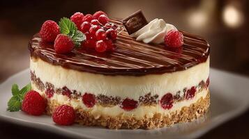 Delicious cake with smooth frosting in high resolution photo