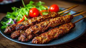 Delicious kabab with crispy outside and tender inside texture photo