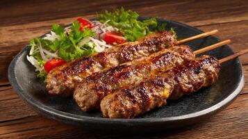 Delicious kabab with vibrant colors and juicy meat texture photo