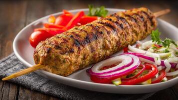 High resolution photo of kabab with vibrant appetizing colors