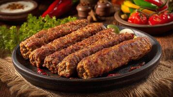 Tasty kabab cooked on grill with vibrant colors and textures photo