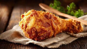 Realistic food photo image of fried chicken drumstick plate
