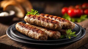 Photo of delicious kabab with juicy meat and grill marks