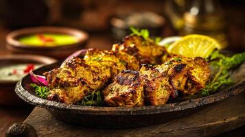 Tasty kabab photo showing juicy meat and spices
