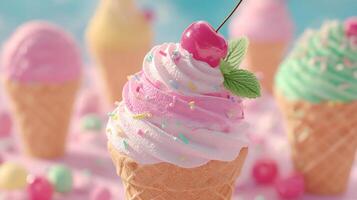 Ice cream photo in bowl with candy topping