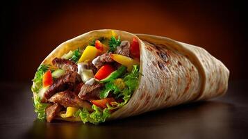 Authentic shawarma photo with sharp focus details