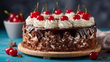 Fresh cake slice photographed in a bright studio setting photo