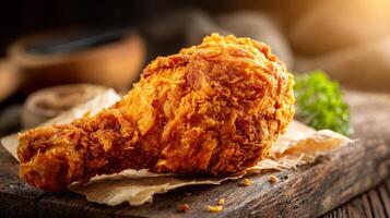 Rustic photo image of chicken leg in studio food setup