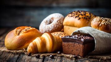Close-up bakery photo on rustic table
